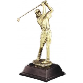 Personalized Majestic Swing Golfer - Female - Gold Metallic 10" Tall