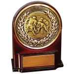 Stock 5 1/2" Medallion Award With 2" Football Coin and Engraving Plate Logo Printed