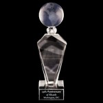 Logo Branded Solid Crystal Engraved Award - 10" large - Deco Globe
