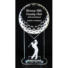 VALUE LINE! Acrylic Engraved Award - 7" Golfer and Golf Ball - Key Base Custom Branded