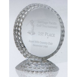 Small Optical Crystal Golf Trophy Logo Printed