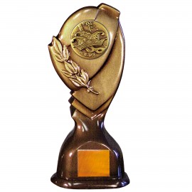 Logo Branded Stock Classic 10" Trophy with 2" Carnival Coin and Engraving Plate