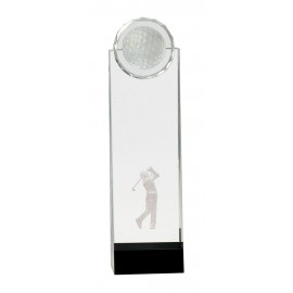 11 1/4'' Clear/Black Crystal Stand-Up w/3D Golfer Custom Branded