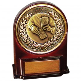 Stock 5 1/2" Medallion Award With 2" Cards Coin and Engraving Plate Custom Branded