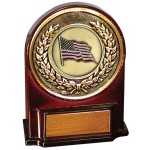 Stock 5 1/2" Medallion Award With 2" US Flag Coin and Engraving Plate Custom Imprinted