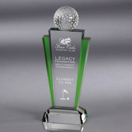 Meridian - Small Crystal Golf Award Logo Printed