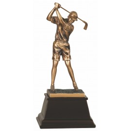9 1/2" Bronze Female Golf Resin Award Logo Printed
