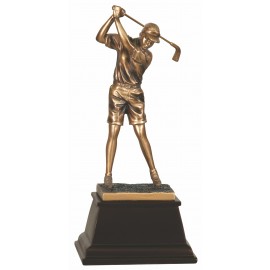Logo Branded 9 1/2" Bronze Female Golf Resin Award