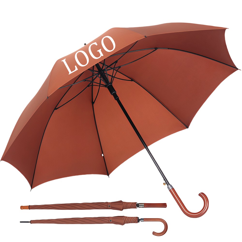 Large Windproof Wooden Handle Golf Umbrella with Logo