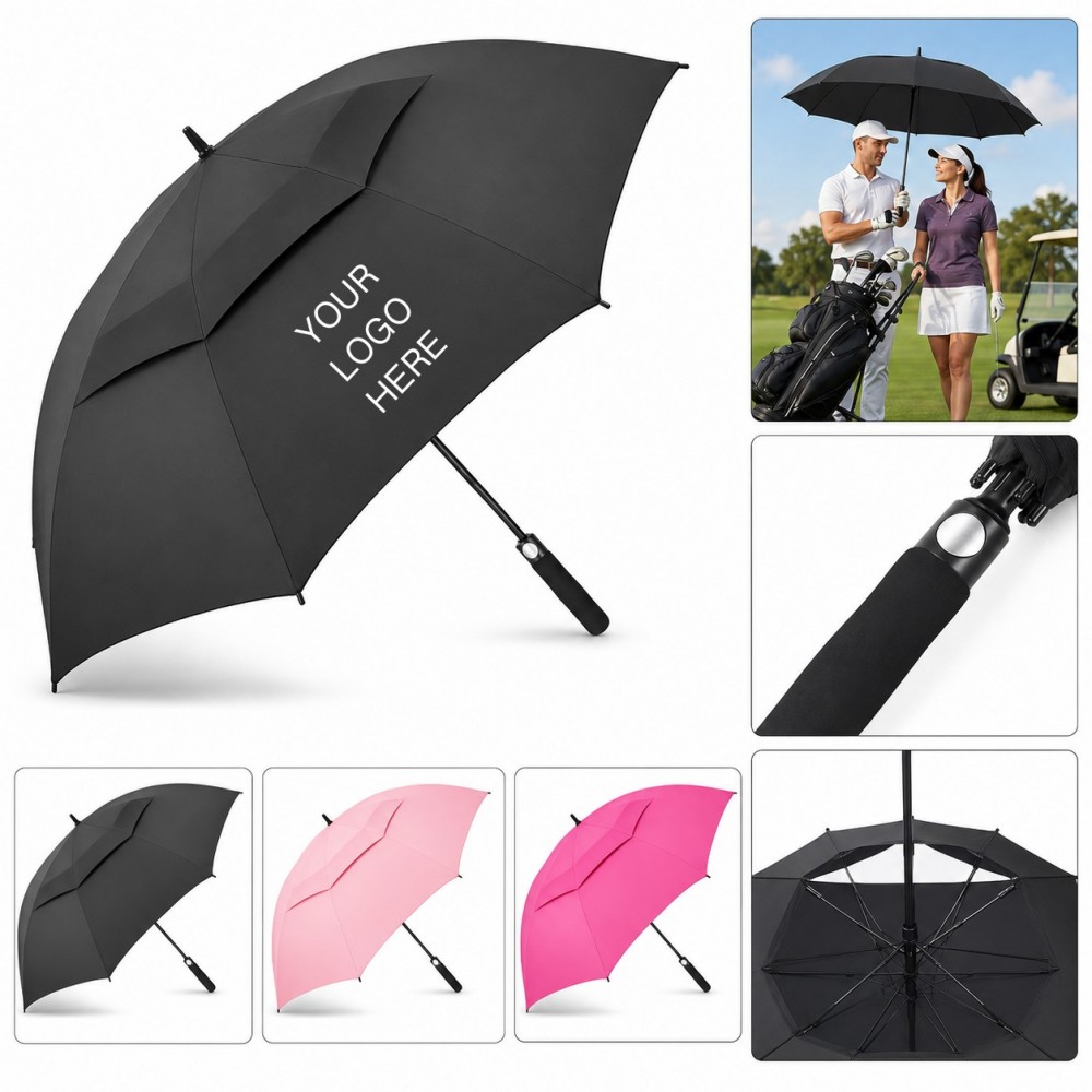Push-Button Dual Canopy Golf Umbrella with Logo