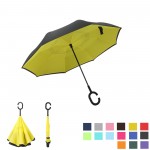 Double Layer Inversion Umbrella With C-Handle with Logo