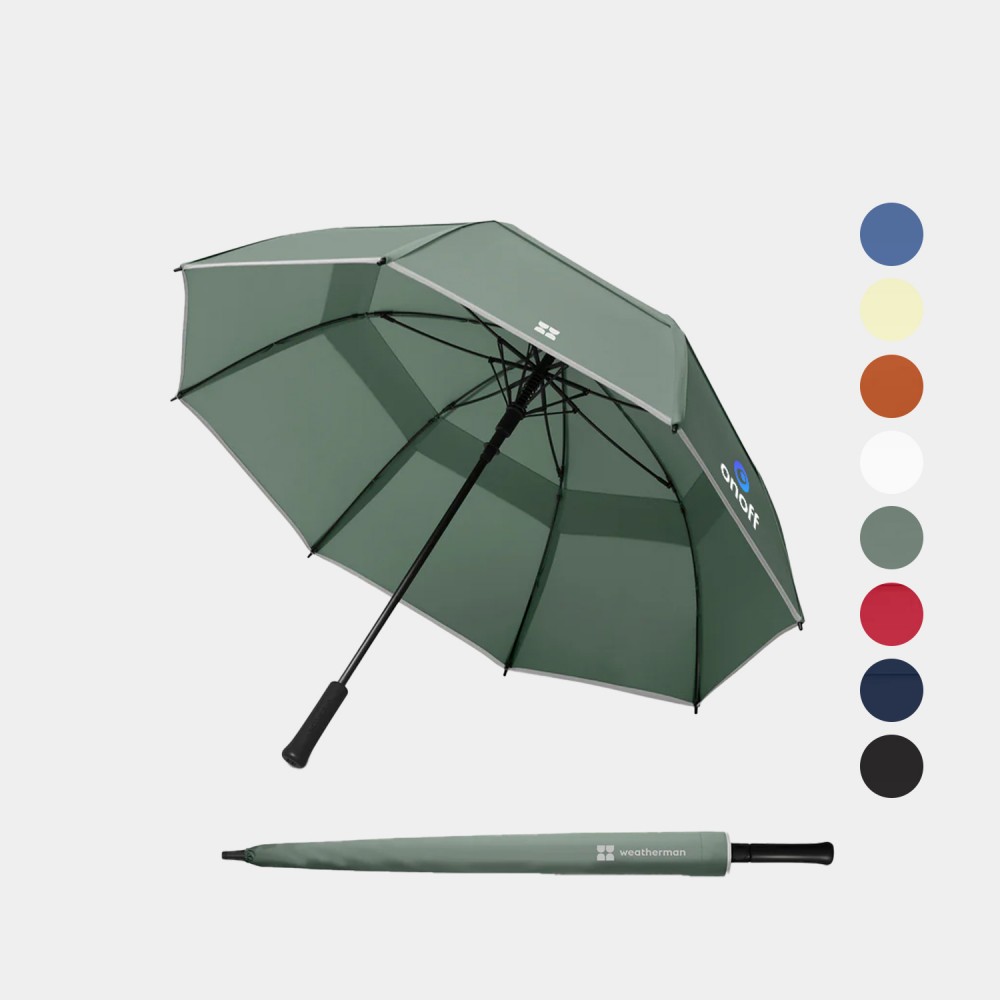 Weatherman 100% Recycled 55? arc UPF 50+ Walk Umbrella with Logo Weatherman 100% Recycled 55? arc UPF 50+ Walk Umbrella with Logo