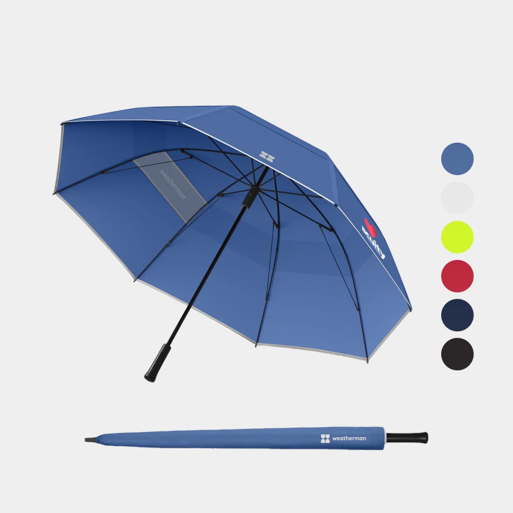 Weatherman 100% Recycled 66? arc UPF 50+ Golf Umbrella with Logo Weatherman 100% Recycled 66? arc UPF 50+ Golf Umbrella with Logo