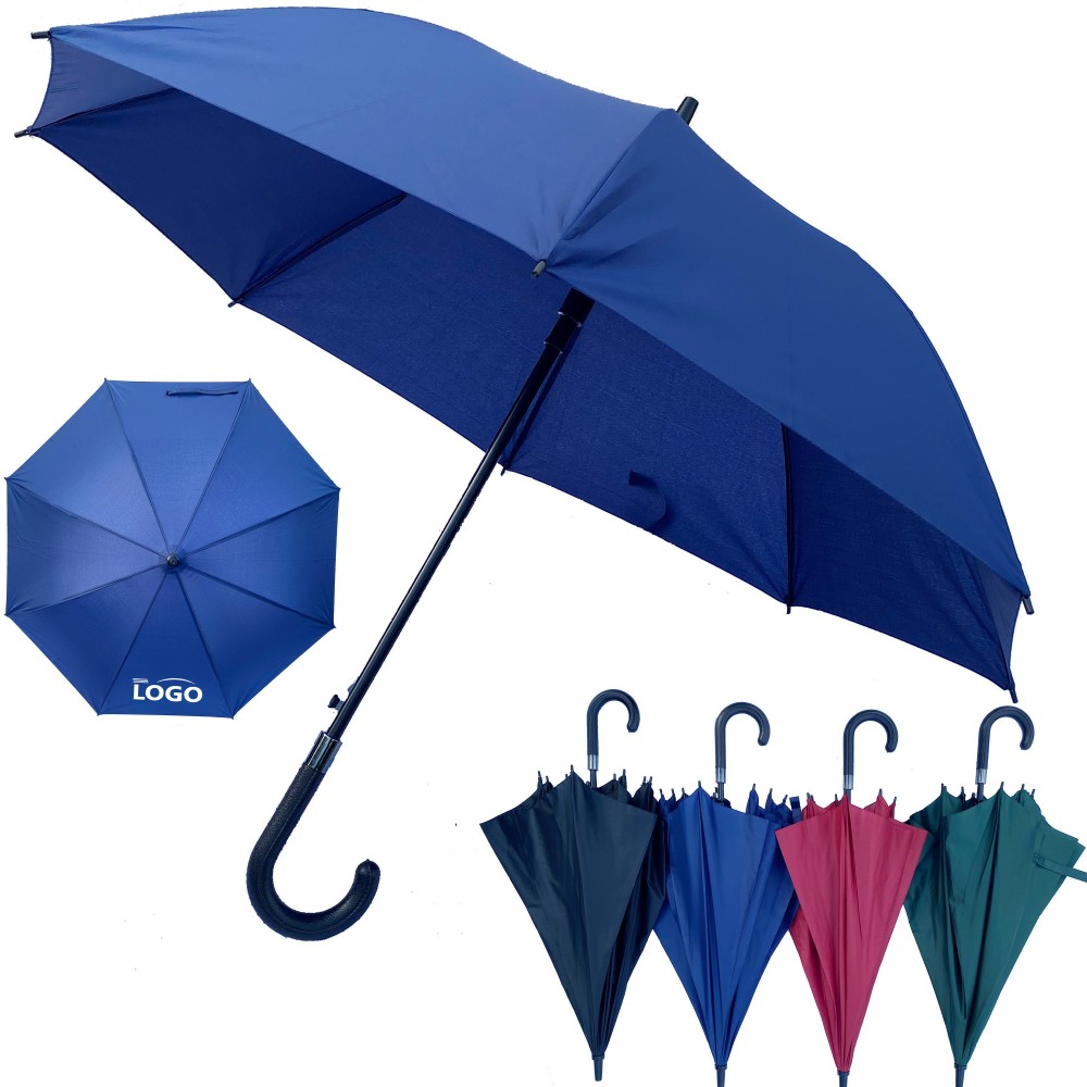 Budget Auto Open Straight Stick Umbrellas with Logo