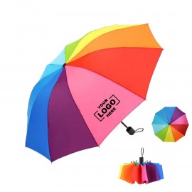 Personalized 44" Manual Rainbow Compact Umbrella