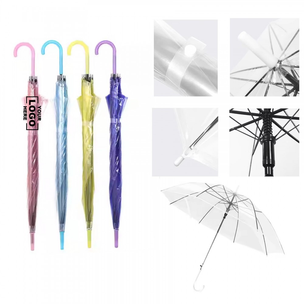 Transparent Self - opening PVC Umbrella with Logo Transparent Self - opening PVC Umbrella with Logo