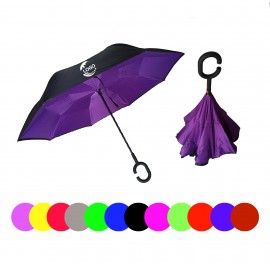 Personalized MOQ 50pcs C Handle Inverted Umbrella