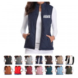 Women Quilted Vest Logo Printed