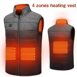 4 Areas Warming Heated Vest Electric USB Unisex Logo Printed