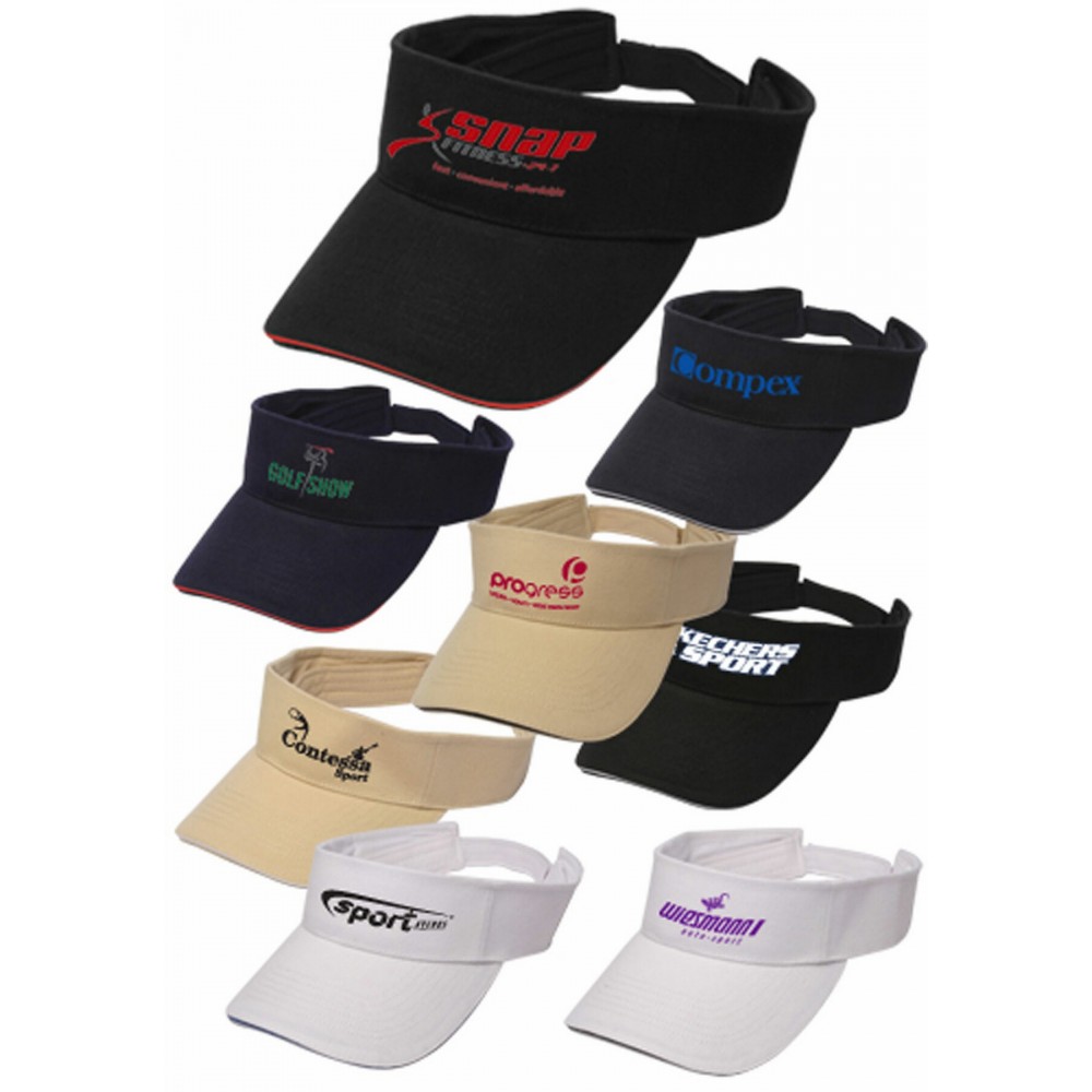 Logo Branded Solid Color Brushed Cotton Sandwich Visors