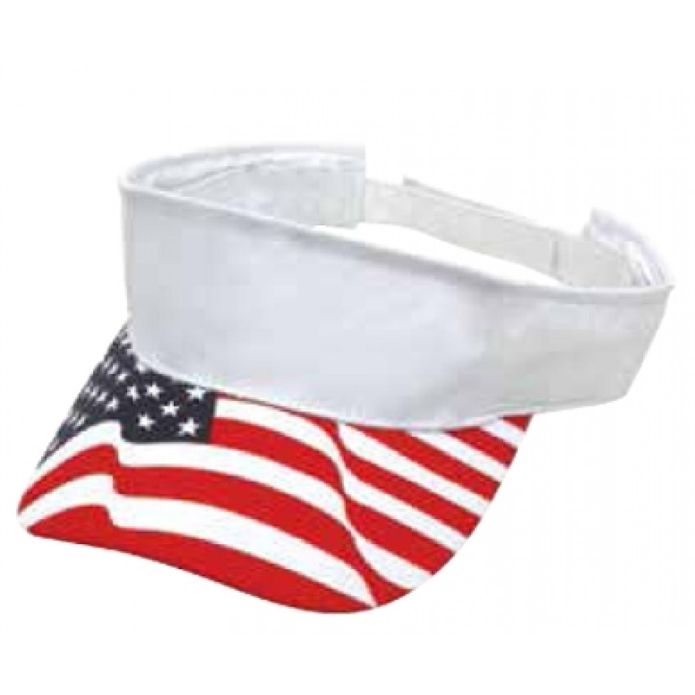 White USA Flag Visor with Logo