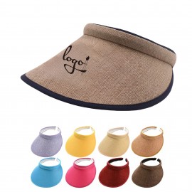 Customized Cotton And Linen Wide Brim Summer Sun Visor  Customized Cotton And Linen Wide Brim Summer Sun Visor