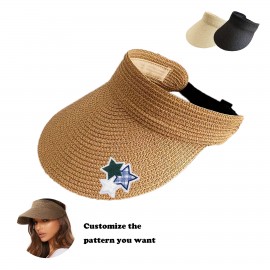 Women's Straw Beach Sun Hat UPF 80+ with Logo