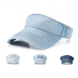 Sports Denim Cotton Twill Sun Visor Hats with Logo