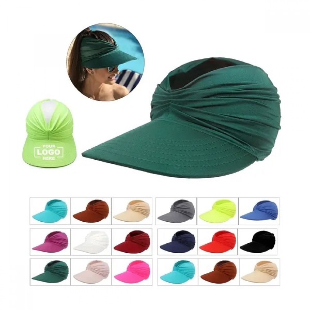 Elastic Hollow Sun Visor Hat with Logo Elastic Hollow Sun Visor Hat with Logo