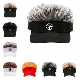Logo Branded Cotton Polyester Novelty Visor With Synthetic Spiky Hair