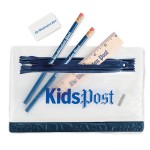 Thrifty School Kit w/Pencil,Ruler,Eraser & Sharpener in Vinyl Pouch with Logo