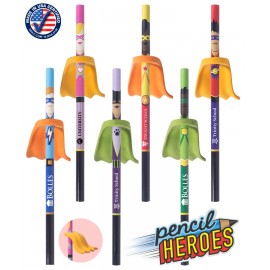 Union Printed - USA Made - Pencil Heroes - Superhero Pencils with Eraser Capes - Full Color Logo with Logo