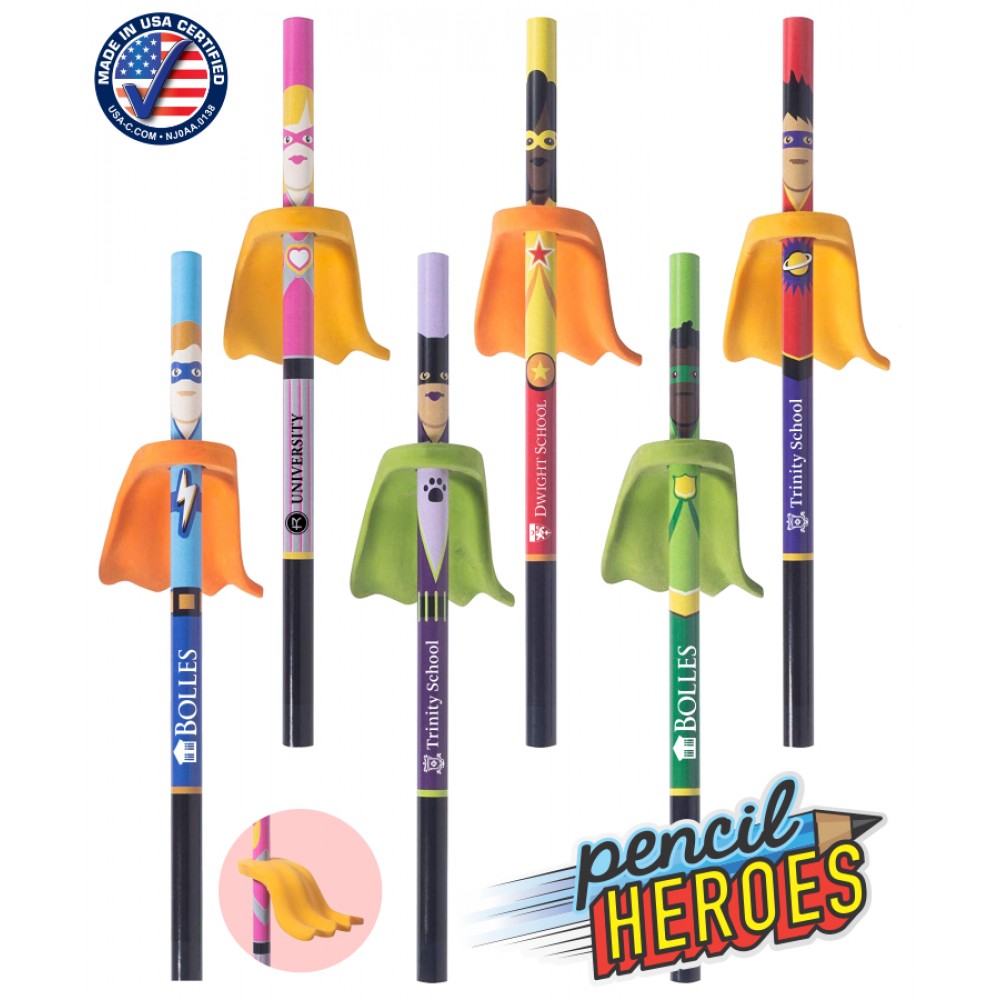 Pencil Heroes - Superhero Pencils with Eraser Capes - USA Made Pencil Heroes - Superhero Pencils with Eraser Capes - USA Made