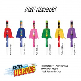 Promotional PEN HEROES with Cape - Awareness Series - (Individually Bagged - Assembled)