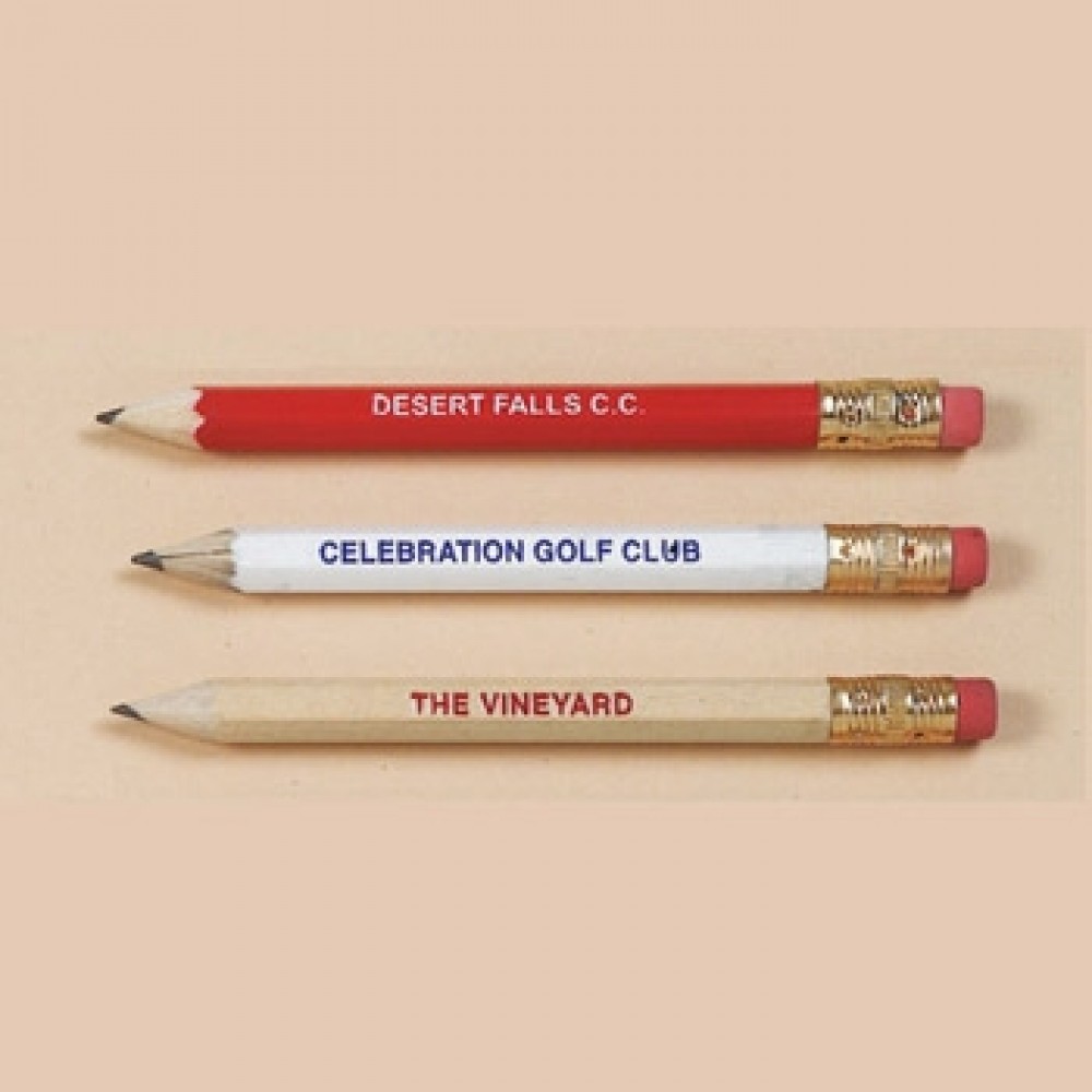 Customized Hex Golf Pencil w/ Eraser (3 1/2")