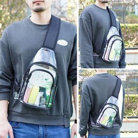 Logo Branded Sling Travel Clear PVC Transparent Cross Body Backpack