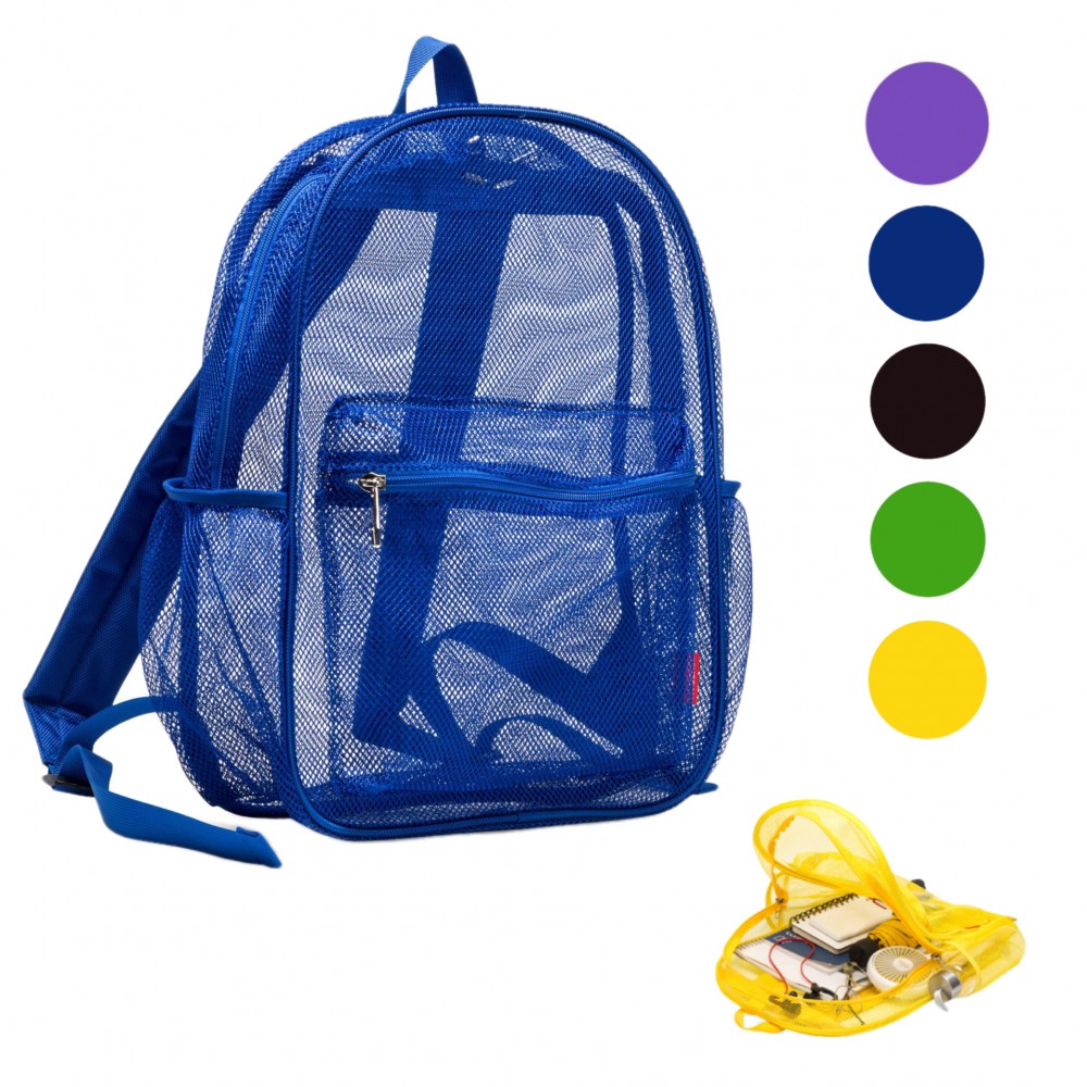 Transparent Lightweight Beach Mesh Backpack with Logo