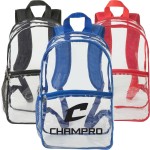 Large Heavy Duty Clear Bag PVC Transparent Backpack (15.5"x5.5") with Logo