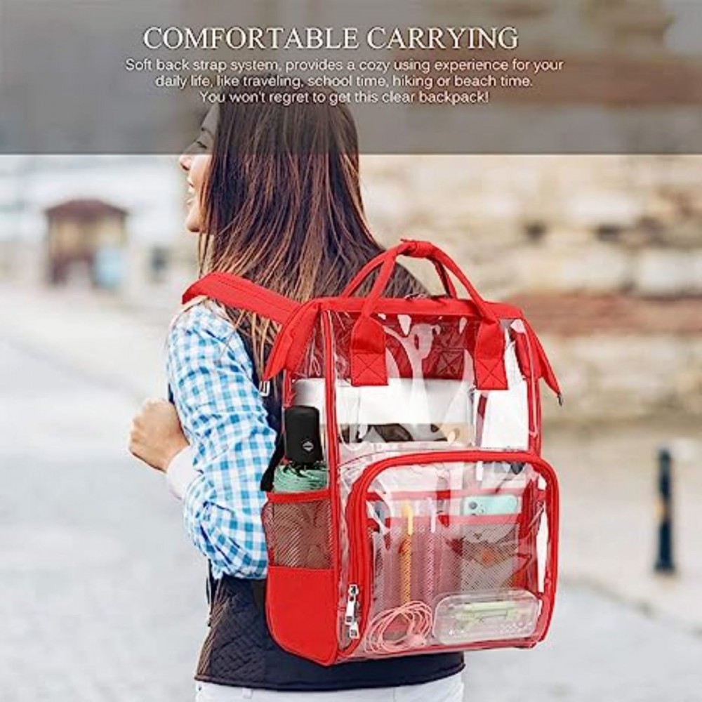 Premium Heavy Duty Clear PVC Transparent Backpack (15.5"x10"x5") with Logo