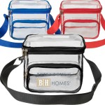 Promotional Stadium Approved Clear Transparent PVC Lunch Bag With Front Zipper Pocket