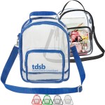 Stadium Approved Clear PVC Crossbody Shoulder Sports Bag (9.8"x7.9"x3") with Logo