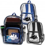 Economy Clear Plastic Backpack w/Mesh Pocket (13"x18") with Logo
