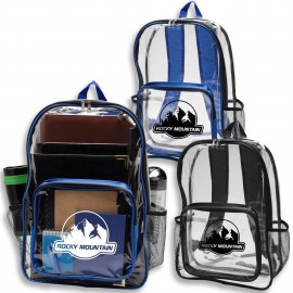 Customized Clear Plastic Backpack w/Mesh Pocket (13"x18")