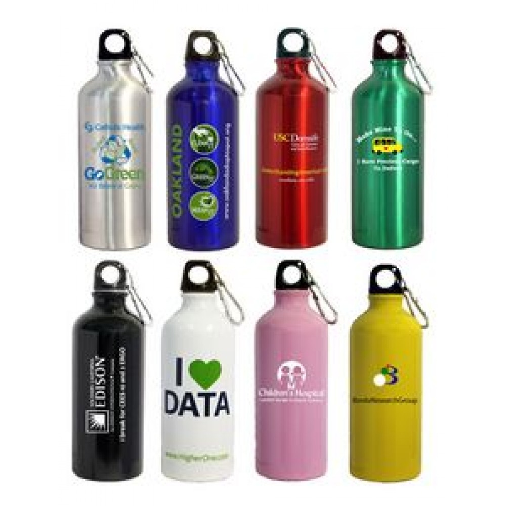Custom 22 Oz. Aluminum Sports Water Bottle w/ Carabiner