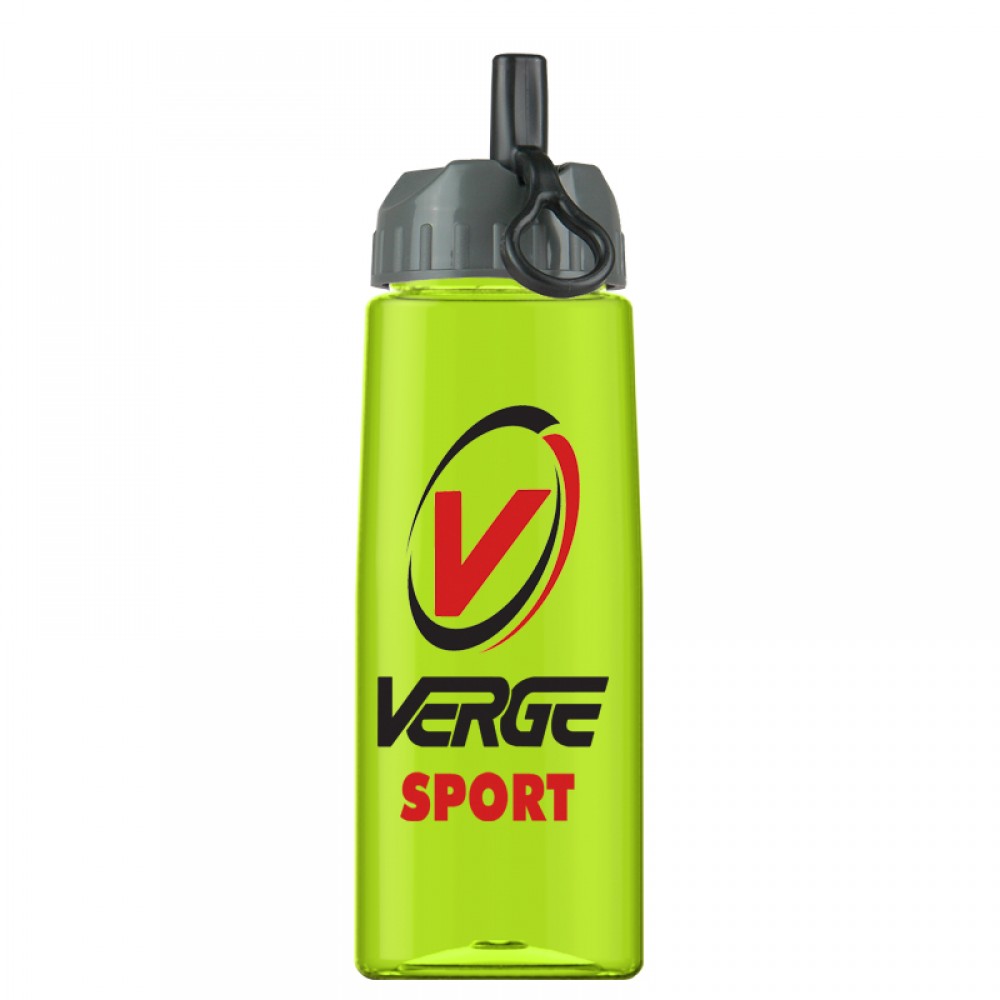 26 Oz. Transparent Flair Sports Bottle w/Flip Ring Lid with Logo