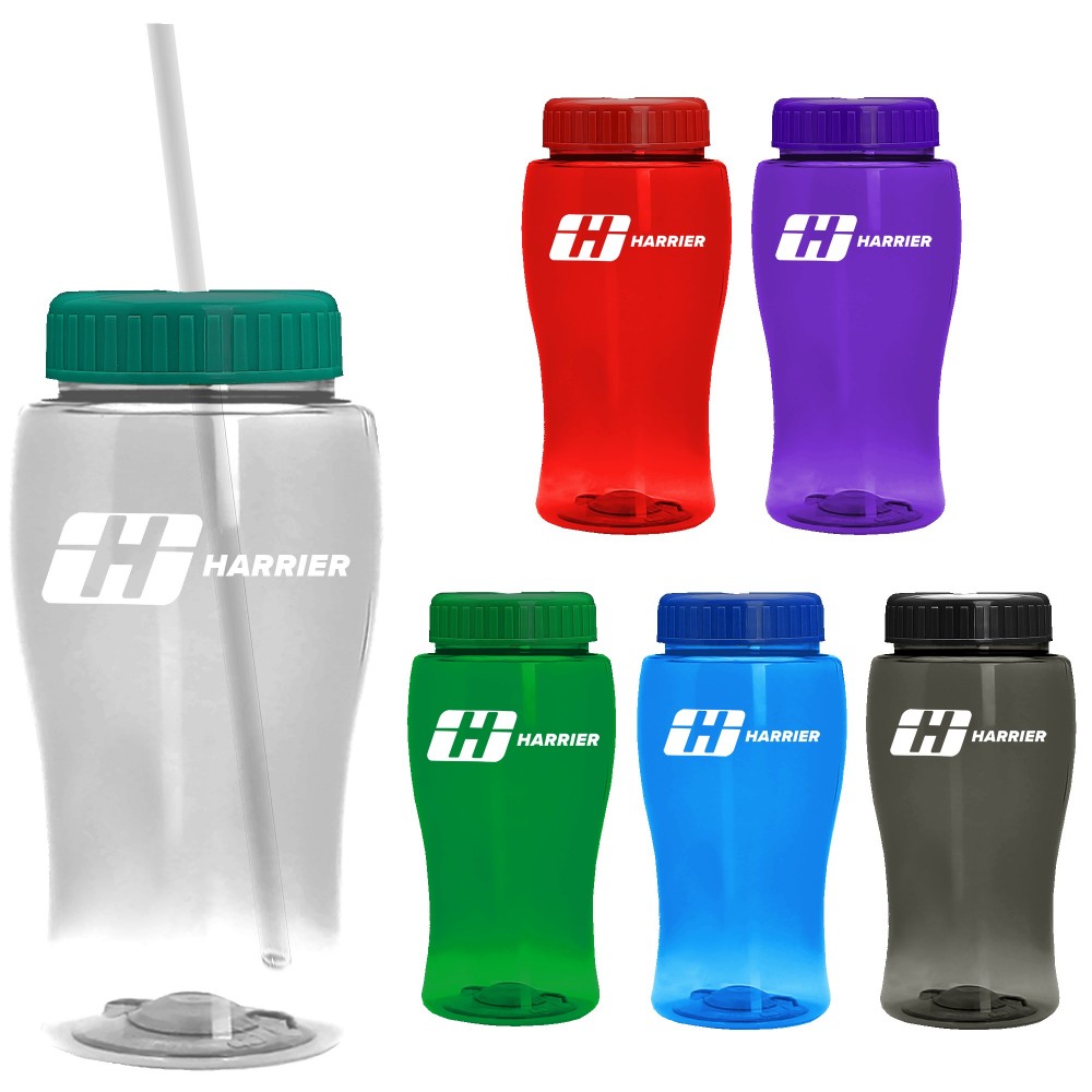 Customized 18 Oz. Pure-Poly Junior Sports Bottle w/Straw Lid