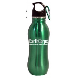 20 Oz. Concave Grip Stainless Steel Water Bottle with Carabiner with Logo  20 Oz. Concave Grip Stainless Steel Water Bottle with Carabiner with Logo