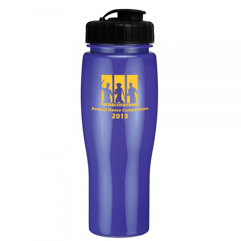 24 Oz. Contour Bottle w/ Flip Top Lid - Solid Colors with Logo