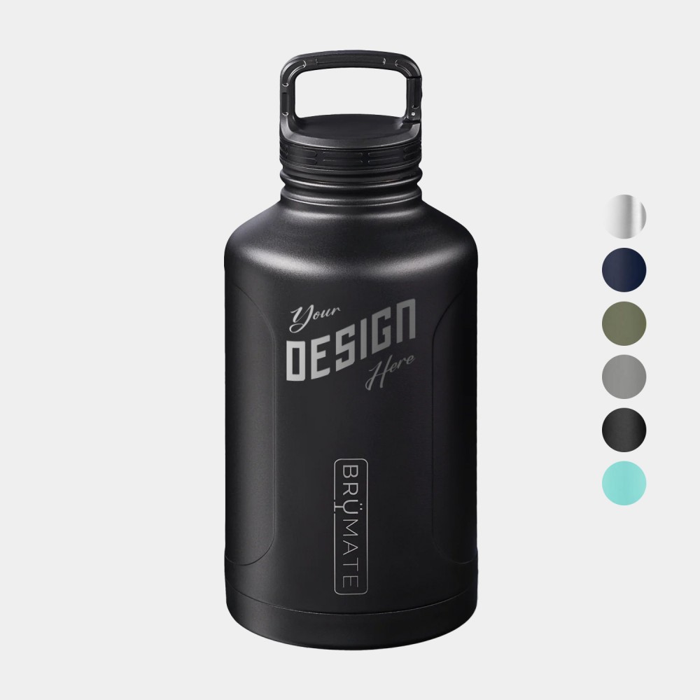 64 oz BruMate Growler Stainless Steel Insulated Bottle with Logo