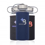 Kangaroo Glass Bottles in Neoprene Pouch 25 oz with Logo